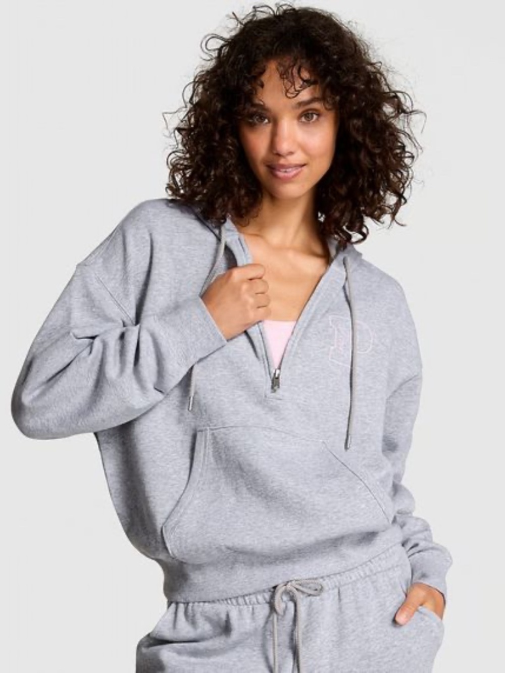 PINK Victoria's Secret Campus Fleece Half-Zip Hoodie + Sweatpants - XL